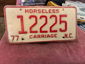 North Carolina Horseless Carriage License Plate 1977 12225 - Picture 1 of 3