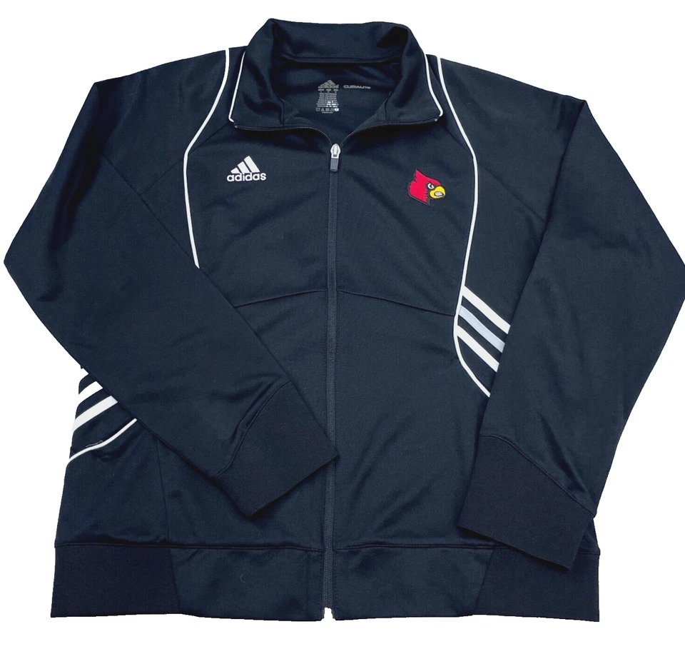 Louisville Cardinals Jacket Men Large Black Performance Track Suit Adidas Clima - Image 1 of 4