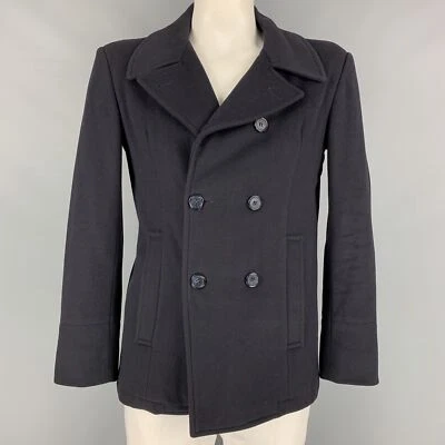 SAKS FIFTH AVENUE Size 42 Navy Cashmere Blend Double Breasted Peacoat - Image 1 of 4