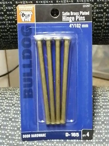 BULLDOG HARDWARE 4" HINGE PINS 4PK SATIN BRASS PLATED 102mm - Foto 1 di 2