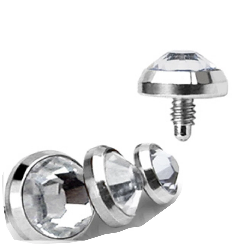 (1 pieza) Cúpula dérmica transparente circonita superior 316l acero quirúrgico 16G (1,2 mm) Foto 1 de 1