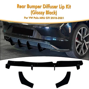 Car Rear Bumper Diffuser Lip Shark Fin Kit For Volkswagen Polo MK6 GTI 2018-2021 - Picture 1 of 10