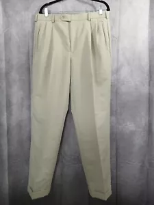 Dockers Premium Pants Mens 34x32 Comfort Relaxed Fit Pleated Cuffed Khaki Beige - Picture 1 of 9
