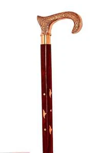 Beautiful Brass Derby Head Handle Natural Wooden Victorian Walking Stick Cane - Picture 1 of 4