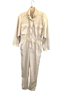 Vintage Abraxas 80's Nylon Parachute light weight Jumpsuit  golden tan Lg Tall - Picture 1 of 3