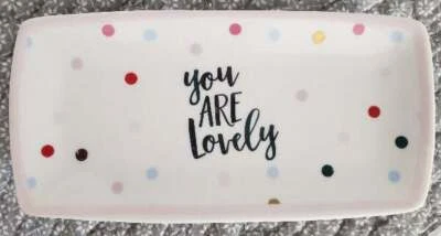 Gartner Studios "You Are Lovely" Jewelry Vanity Ceramic Small Tray 6" Ceramic Ne - Image 1 of 3