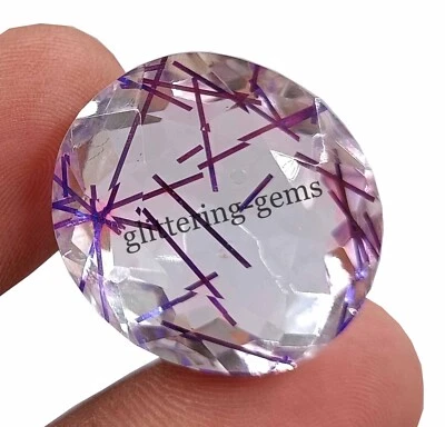 45.45 CT Top Quality Purple Rutilated Quartz Certified Oval Cut Gemstone SA - Image 1 of 4