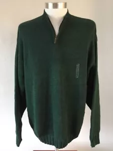 New Vintage 1980s 90s Eddie Bauer Cotton Mock Zip Sweater XL Streetwear Green - Picture 1 of 5