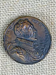 Wooden Medallion of Antique French Henri II * Henri Roi de France Coin - Picture 1 of 2