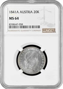 Austria 20 incrociatori 1841 A, NGC MS64, "Imperatore Ferdinando I (1835 - 1848)" - Foto 1 di 2