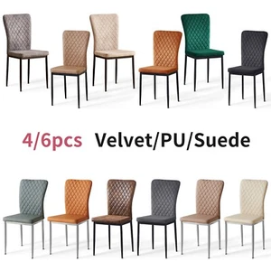 Set of 4/6 Dining Chairs Padded Seat High back Metal Legs Home Furniture Kitchen - Picture 1 of 117