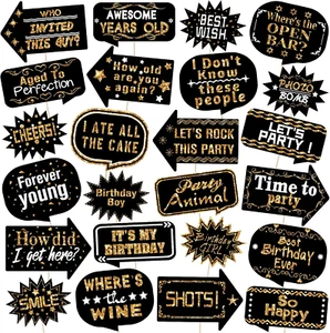 24 Pieces Photo Booth Props Birthday with Stick Happy Birthday Weddings Graduati - Picture 1 of 12