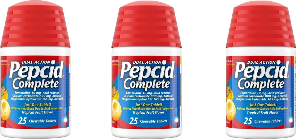 Comprimidos Masticables Pepcid Completos Frutas Tropicales 25ct (Paquete de 3) Foto 1 de 1
