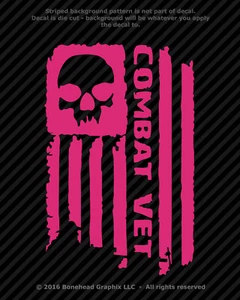 Skull Combat Veteran Flag XS-M Vinyl Decal Military Sticker Window Sticker - Picture 1 of 26