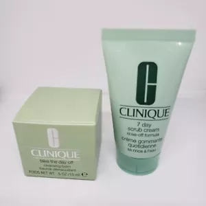 Clinique Take The Day Off Cleansing Balm .5 oz & 7 Day Scrub Cream 1 oz Lot of 2 - Picture 1 of 4