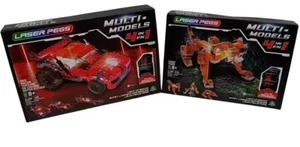 Laser Pegs New Red Racer & Tiger Bundle Light Up Bricks Ages 8+ 4 in 1 Sealed - Picture 1 of 16