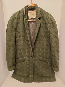 Cartonnier Extended Houndstooth Blazer Size XS Green Oversized Fit Anthropologie - Picture 1 of 5