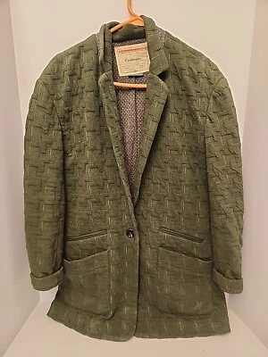 Cartonnier Extended Houndstooth Blazer Size XS Green Oversized Fit Anthropologie - Image 1 of 4