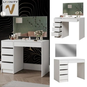 Schminktisch Thalia Weiß Hochglanz 100 cm mit 5 Schubladen Livinity - Bild 1 von 8