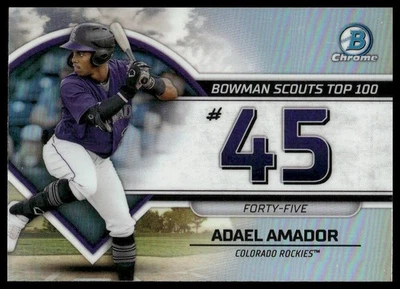 2023 Bowman #BTP-45 Adael Amador Bowman Scouts Top 100 Colorado Rockies - Image 1 of 2