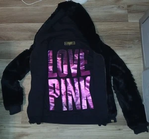 PINK Victoria's Secret Large 2011 Runway Limitd Edition Kapuzenpullover Kunstfell durchgehender Reißverschluss - Bild 1 von 10