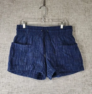 Pantaloncini corti Athleta Cabo lino testurizzato 4" donna 8 blu spiaggia costiera casual usati in ottime condizioni - Foto 1 di 10