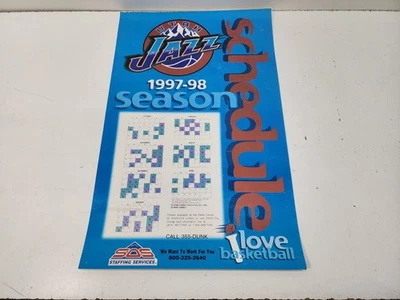 VINTAGE NBA UTAH JAZZ 1997-98 SEASON SCHEDULE PROMO POSTER 22X14 - Image 1 of 4