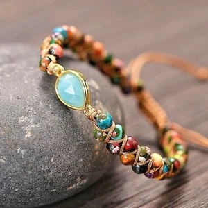 Genuine Amazonite Beaded Handmade Healing Reiki Chakra Boho Women Bracelet Gifts - Picture 1 of 3