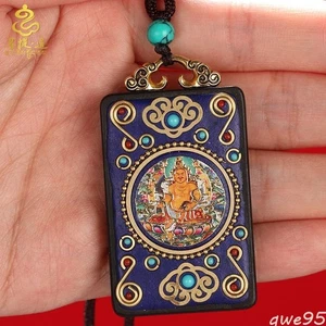 Ebony Wood Tibetan Style Yellow God of Wealth Key Pendant Amulets Decoration - Picture 1 of 2