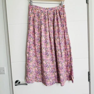 Vintage Ditsy Floral Midi Rock Gr. 12 Taschen Sommer Retro Boho - Bild 1 von 6