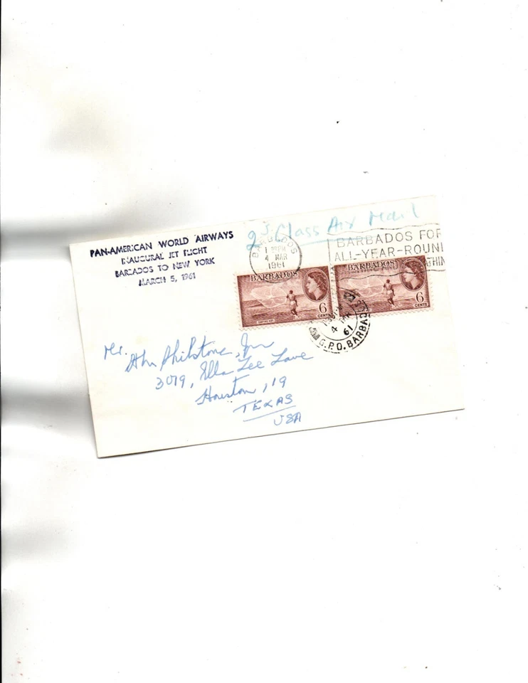 Barbados marzo 1961 primer vuelo en avión a Nueva York - AMC #J773 Foto 1 de 1
