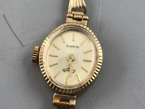 Schweizer Damen Quarzuhr 9 kt Gold gepunzt Armband & Gehäuse Vintage RAR - Bild 1 von 8