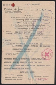 1943 GUERNSEY RED CROSS BUREAU mensaje señora Hotten, Ville Aurio Estate to Berks - Imagen 1 de 2