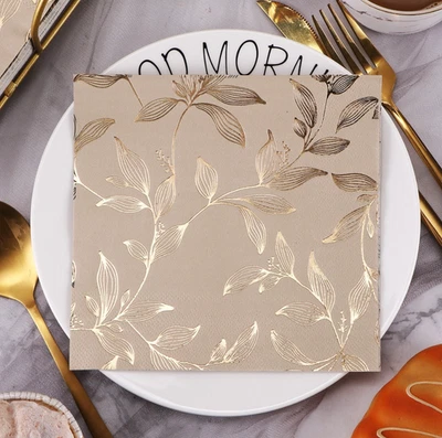 GISELA GRAHAM 20x Gold Geometric Paper Napkins Set Disposable Dinner Party Table Decor