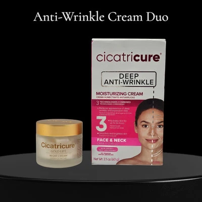 Crema de Noche 2 PIEZAS CICATRICURE Gold Lift + Crema Hidratante Antiarrugas Rostro Cuello Foto 1 de 4