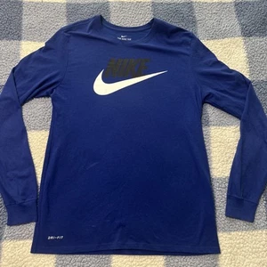 The Nike Tee Men's Large Blue Long Sleeve Solid Dri-fit Strength - Picture 1 of 6