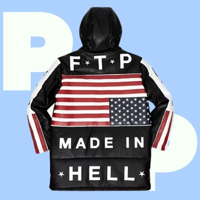 FTP Made In Hell Leather Hooded Puffer (Medium) - Image 1 of 2
