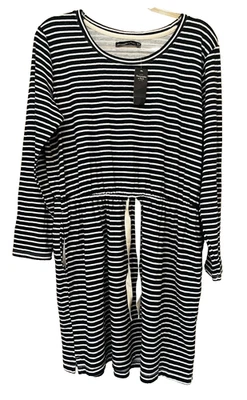 Nuevo con etiquetas Vestido Abercrombie & Fitch Azul Blanco Rayas Tirar Corbata Cinturón talla XL Pequeño Foto 1 de 4