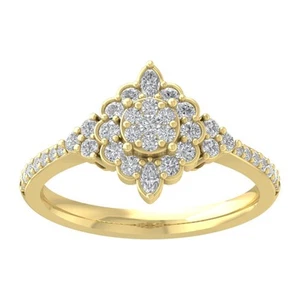 Round 0.62Ct Natural Diamond Halo Composite Ring Size 7 10k Yellow Gold 2.61gm - Picture 1 of 8