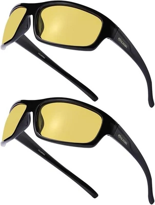 Gafas de visión nocturna para hombres y mujeres, gafas de conducción envolventes lentes amarillas  Foto 1 de 4