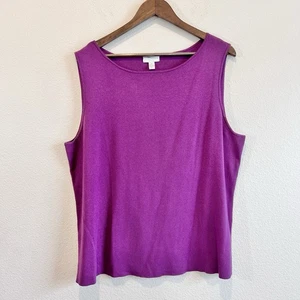 Charter Club Women’s 3X Sleeveless Silk Blend Tank Top Magenta Purple Plus Size - Picture 1 of 7