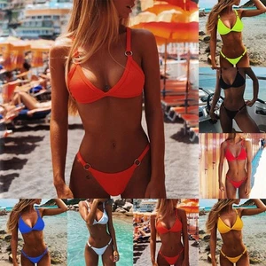 Women Beachwear Push Up Bikini Set High Waist Stylish Swimwear for Pool - Picture 1 of 16
