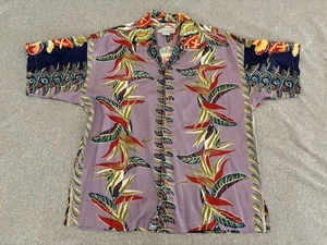 Vintage Paradise Found Colorful Floral Button Up Hawaiian Shirt Rayon Mens Small - Picture 1 of 3