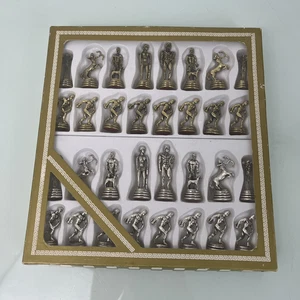 Set Scacchi Manopoulos Mitologia Greca 32 Pezzi Tono Oro Argento, Senza Tavola - Foto 1 di 13