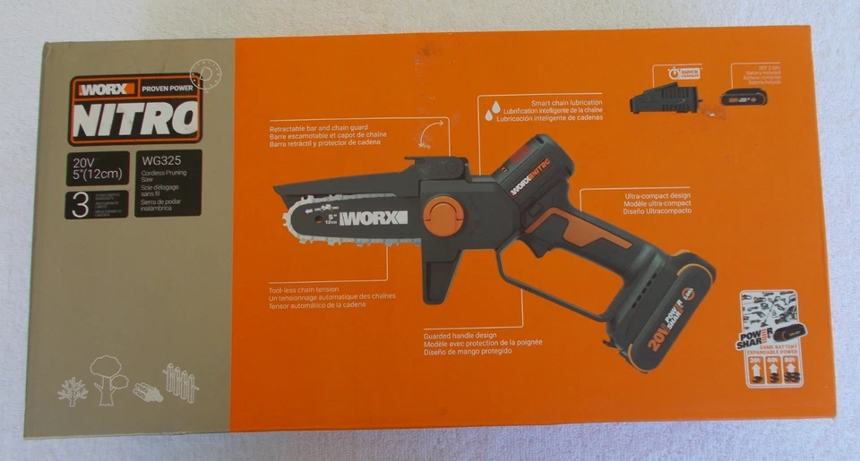 NUEVO Worx Nitro 20V 5" Motosierra Inalámbrica Sin Escobillas Batería y Cargador Incluye Foto 1 de 1