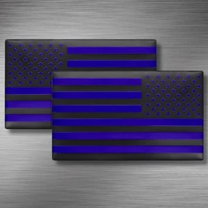 Embossed 3D Metal All Black and Blue American Flag Emblem Decal Stickers 1 Pair - Bild 1 von 5