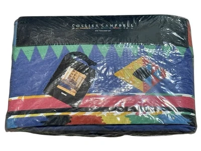 Vintage Collier Campbell Teton Twin Sheet Set 1994 Colorful 200 Stevens Product - Image 1 of 4