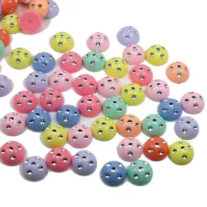 200 Colores Puntos de Plata Brillante Resina Espalda Plana Corazón Redondo Cabujones 10mm - Imagen 1 de 9