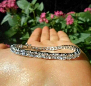 6Ct Ascher Cut Lab Created Diamond Men's Tennis Bracelet 14k White Gold Plated - Picture 1 of 4