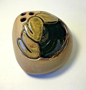 Kunstkeramik Vase Blumenfrosch Künstler signiert Tim Senn Taft's Mill handgefertigt - Bild 1 von 9